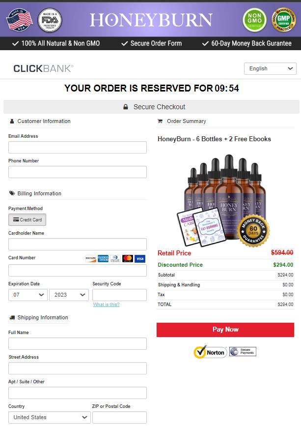 HoneyBurn - Secure Order Page